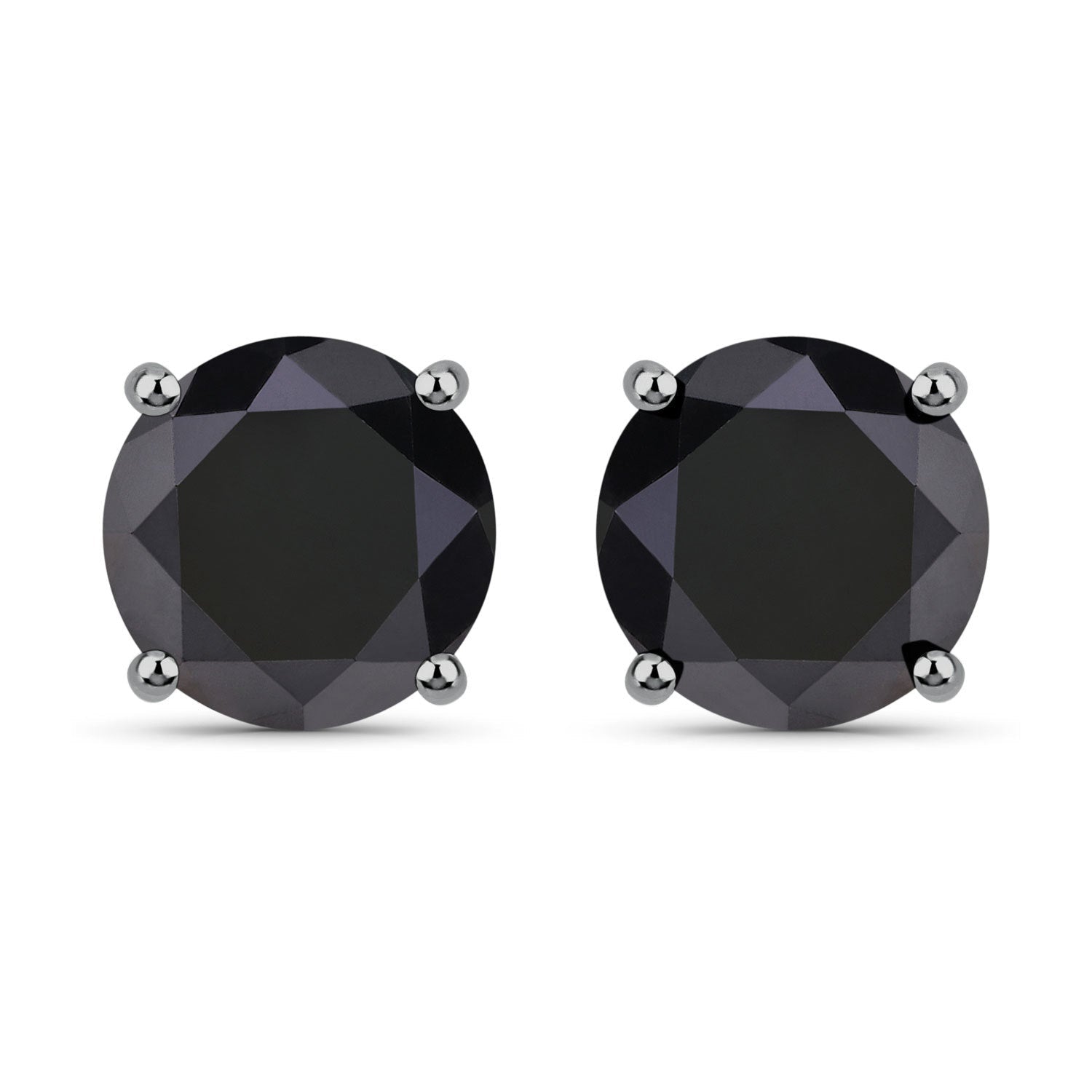 4.91 Carat Genuine Black Diamond 14K White Gold Earrings