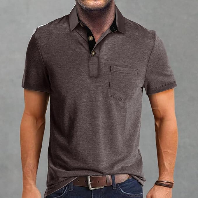 Men's Classic Cotton Polo Shirt Short Sleeve Button Golf Tee