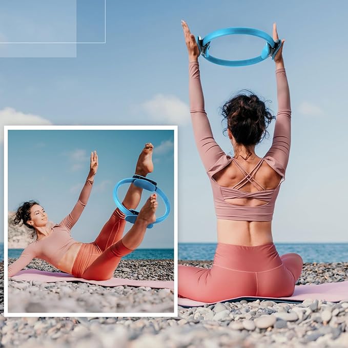 Syhood Pilates Ring 11. 81 Inch Pilates Circle Yoga Ring Magic Lightweight Flexible Workout Equipment for Fitness Physical Therapy Resistance Exercise Arms Legs