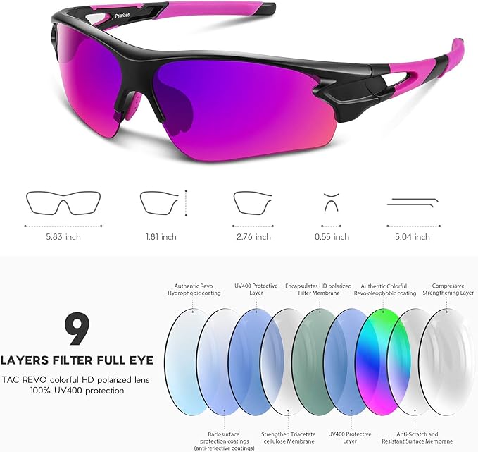 BEACOOL Polarized Sports Sunglasses for Men Women Youth Baseball Fishing Cycling Running Golf Motorcycle Tac Glasses UV400