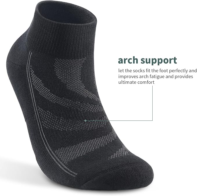 Lapulas 6 Pack Men's Ankle Socks with Cushion, Cotton Quarter Socks for Sport Training Running
