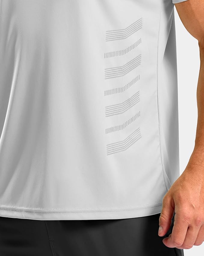 Men's Lightweight Moisture-Wicking Workout Tee - Light Grey Gym Top