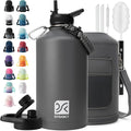 1 Gallon Water Bottle Insulated | Thickened Stainless Steel Vacuum Metal Water Jug | Portable Sports Large for Gym and Hiking with Straw, Carrier Bag, Handle Strap | BPA-Free 128 oz