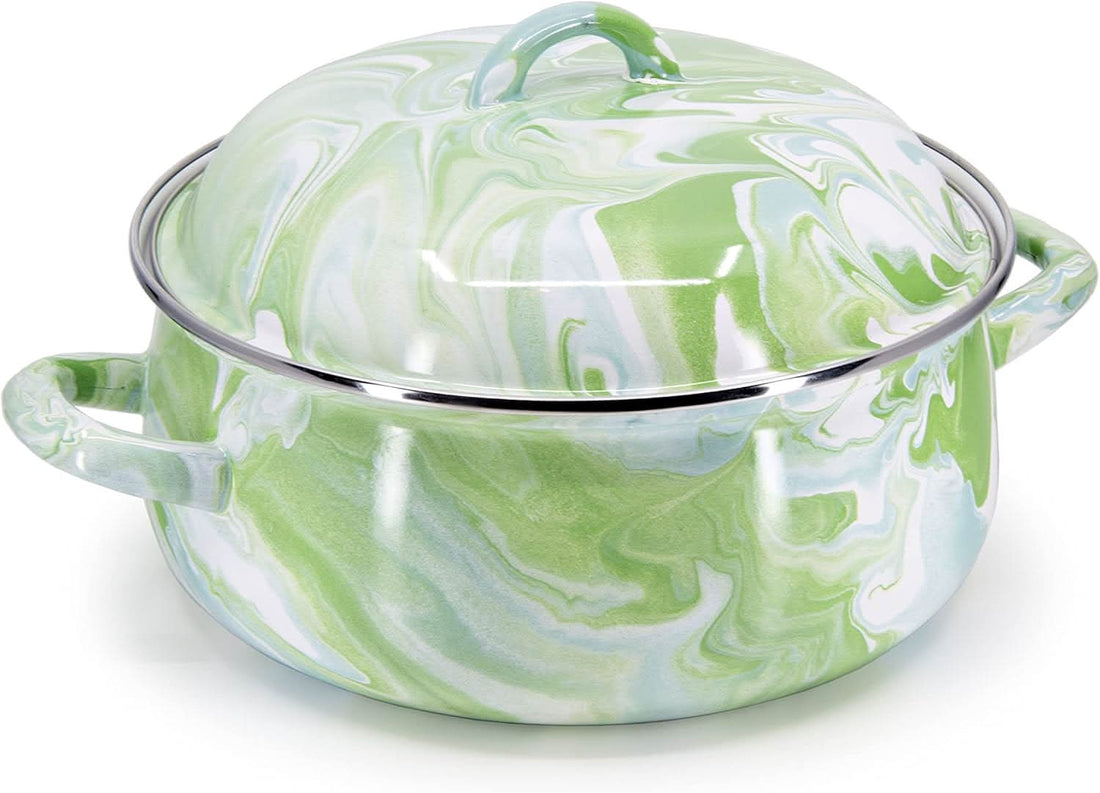 Modern Monet Enamelware Dutch Oven – Decorative Slow Cooker