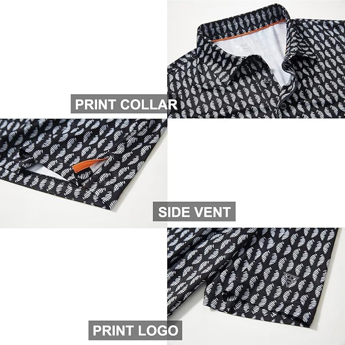 Men’s Short Sleeve Striped Performance Golf Polo Shirt