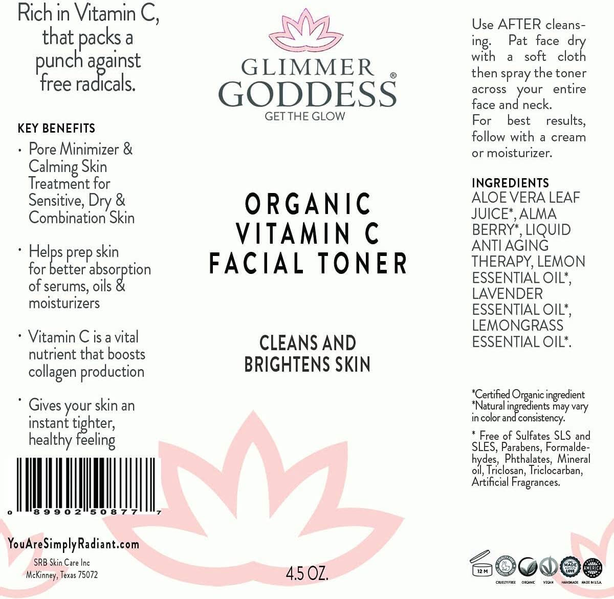 Organic Vitamin C Facial Toner for Brightening & Pore Refinement