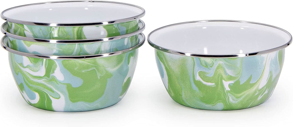 Modern Monet Enamelware Salad Bowls - Set of 4