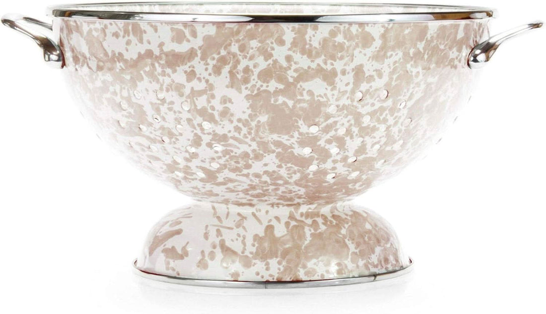 5 Quart Large Enamelware Colander with Stainless Steel Rim