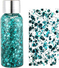 MEICOLY Green Face Body Glitter,Alien Glitter Makeup,Mermaid Sequins Glitter Face Paint,Face Hair Party Festival Chunky Glitter Makeup