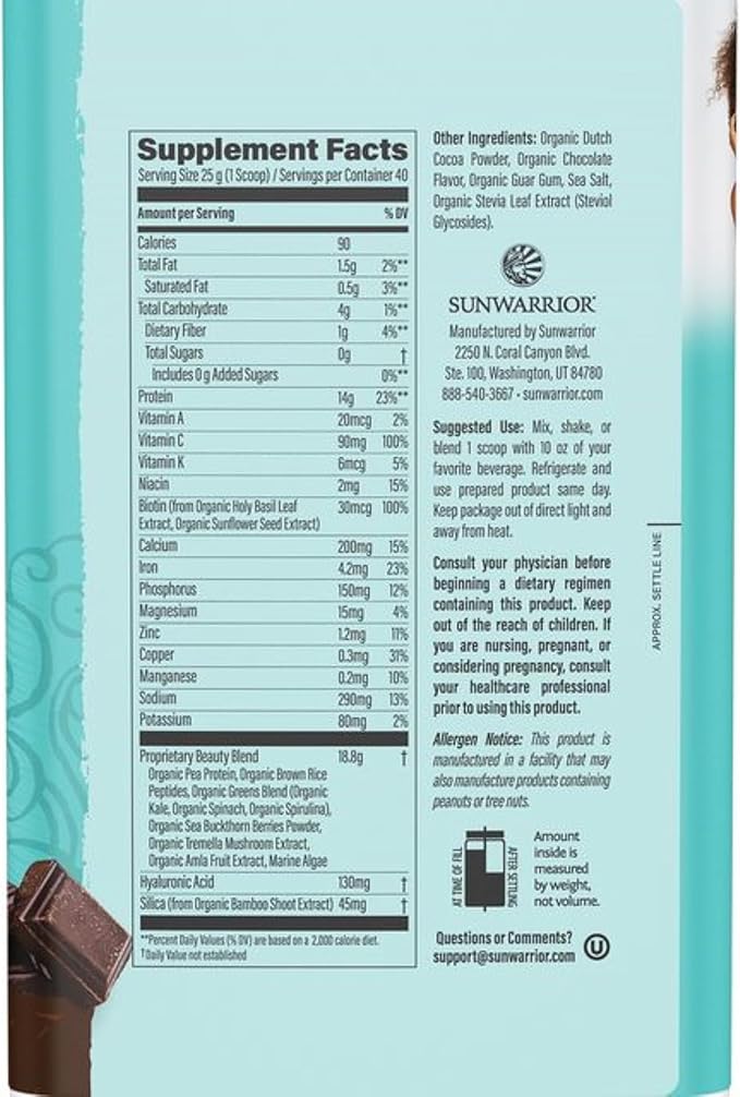 Vegan Collagen Protein Powder for Women Silica Plant Based Collagen Powder Chocolate Flavor Vegan Hair Skin and Nails Vitamins Non-GMO No Added Sugar Soy Dairy & Gluten Free (Chocolate, 40 Servings)