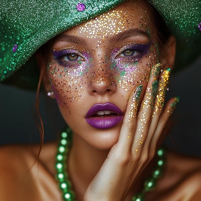 Mysense Gold Body Glitter Gel,Face Hair Glitter Makeup,Music Festival Rave Accessories,Chunky Mermaid Glitter Sequins,Sparkling Face Paint for Women Girls,30g