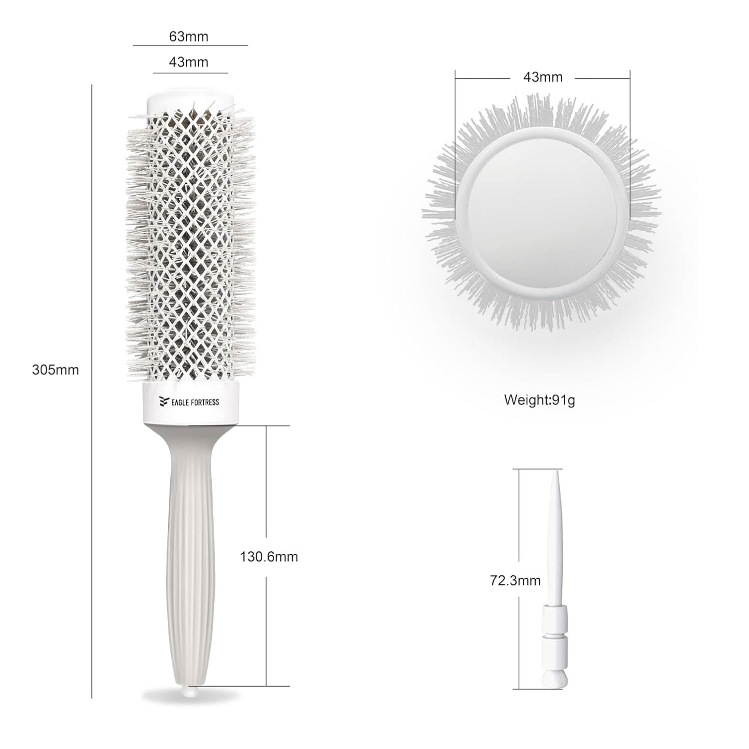 1.69in Extended Barrel Round Hair Brush for Voluminous Styling