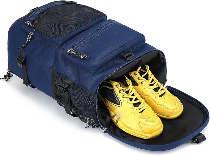 Kalesi Gym Duffle Bag Backpack 4-Way Waterproof with Shoes Compartment for travel Sport Hiking laptop (dark blue)