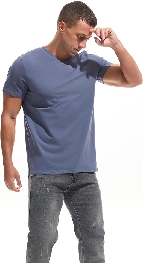 Men’s Modern Fitted V-Neck T-Shirt Premium Comfort Undershirt