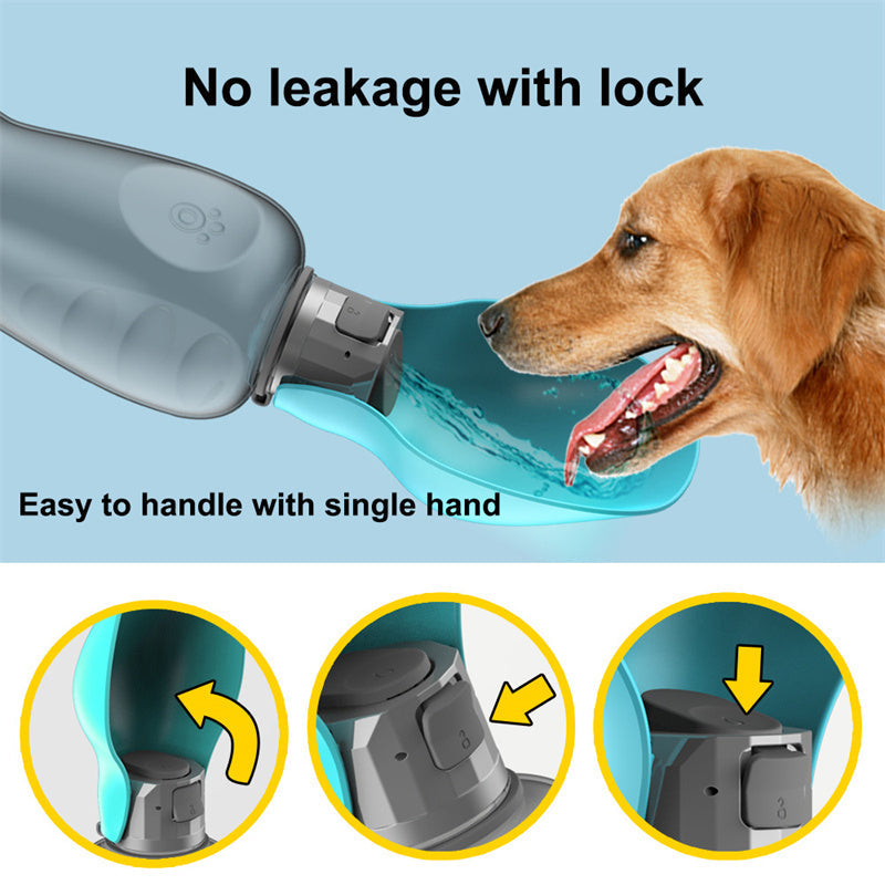 800ml Portable Dog Water Bottle & Foldable Bowl for Hiking