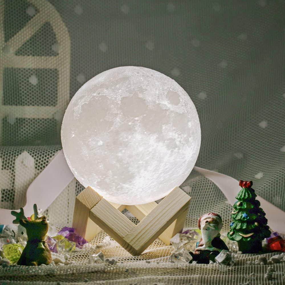 3D Printed LED Moon Lamp, Touch Control Lunar Night Light
