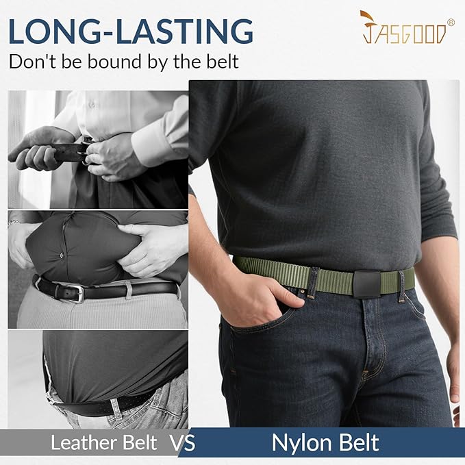 JASGOOD Nylon Canvas Breathable Military Tactical Men Waist Belt With Plastic Buckle
