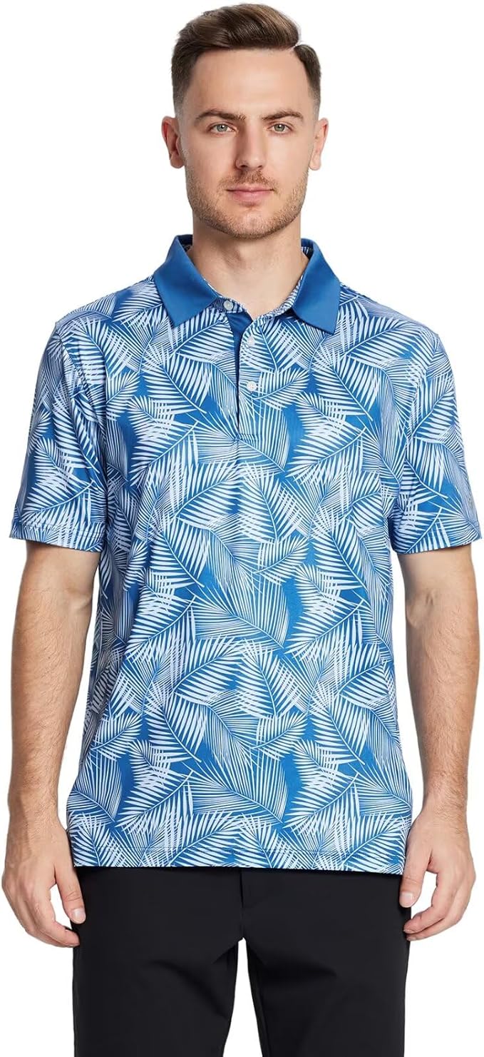 Men's Striped Short Sleeve Golf Polo - Breathable Moisture Wicking