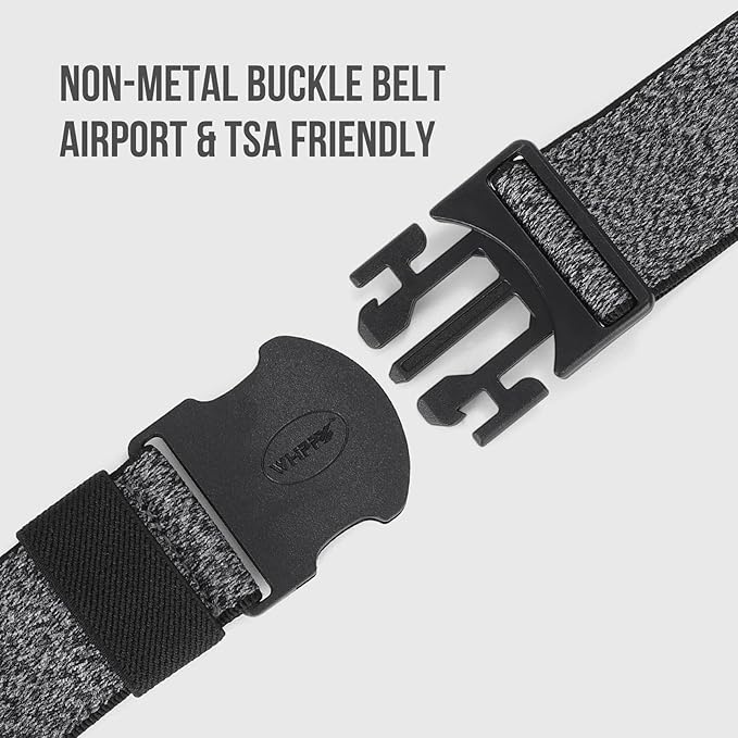 WHIPPY Mens Elastic Stretch Belt Unisex Adventure Web Belt for Women Men with Non-Metal Buckle Adjustable Belts
