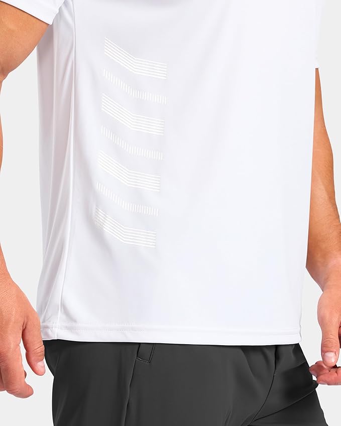 Men's Quick-Dry Athletic Running T-Shirt in White Moisture Wicking