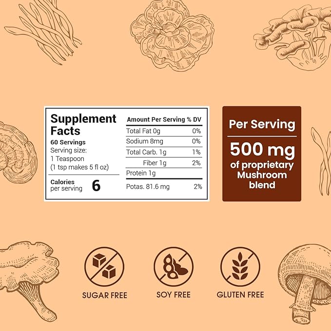 Mushroom Coffee (60 Servings) 10 Mushrooms (Lion’s Mane, Cordyceps, Turkey Tail & Other) Mixed With Gourmet Arabica Instant Immune Boosting Coffee for Focus & Gut Health Support