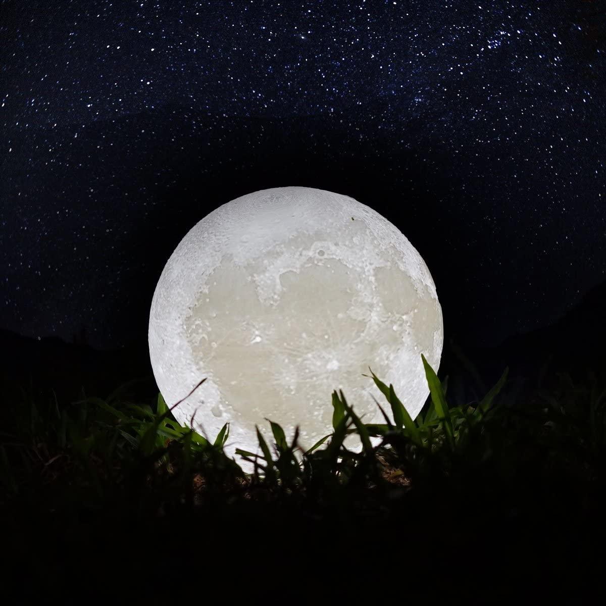 3D Printed Moon Lamp Night Light with Touch Control & Dimming