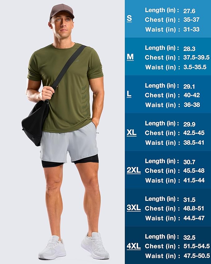 Men's Quick-Dry Athletic Running T-Shirt Lightweight Gym Tee