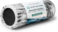 Black marbled 12.5-inch soft foam roller for muscle recovery and yoga