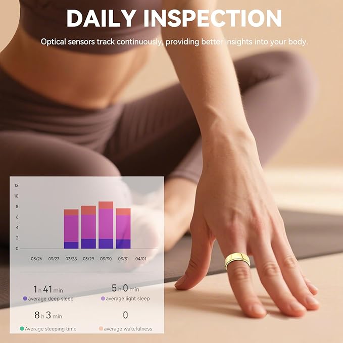 Smart Ring for Men Women with Black Charging Box, Bluetooth, Health Ring , IP68 Waterproof, Fitness Ring Tracks Heart Rate/Sleep/Steps/Sports Activities/Blood Oxygen,non-subscription app (Gold, 12)