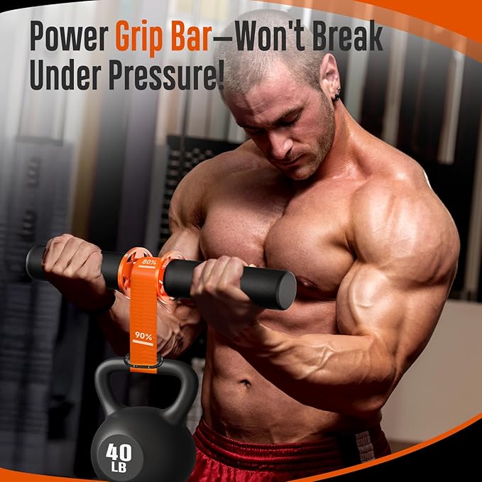 FitBeast Forearm Strengthener & Wrist Roller Forearm Exerciser - Adjustable Forearm Strength Trainer with Thickened Anti-Slip Grip Handles, Ideal for Boosting Grip Strength & Muscle Building