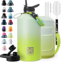 1 Gallon Water Bottle Insulated | Thickened Stainless Steel Vacuum Metal Water Jug | Portable Sports Large for Gym and Hiking with Straw, Carrier Bag, Handle Strap | BPA-Free 128 oz