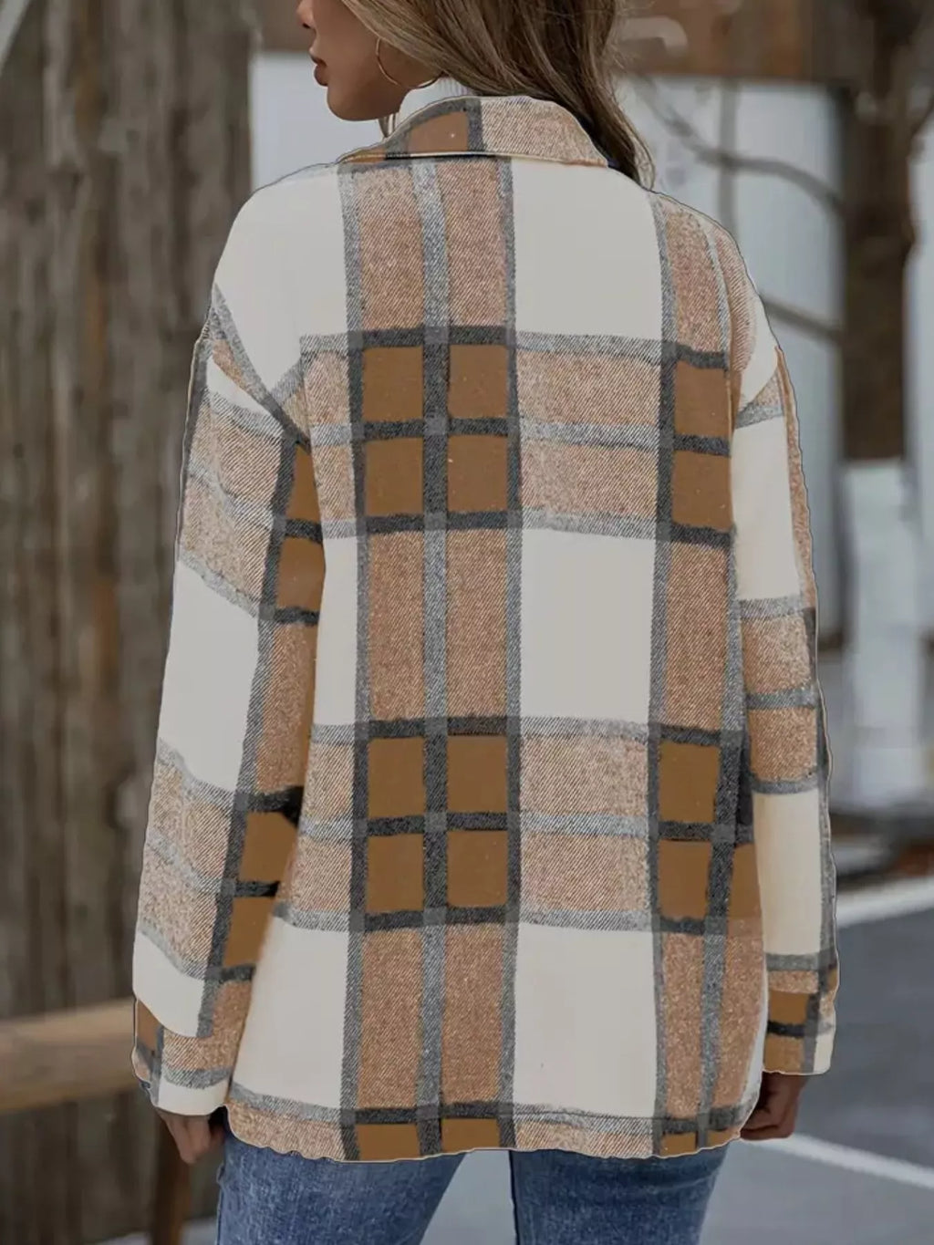 Plaid Button-Up Long Sleeve Shacket