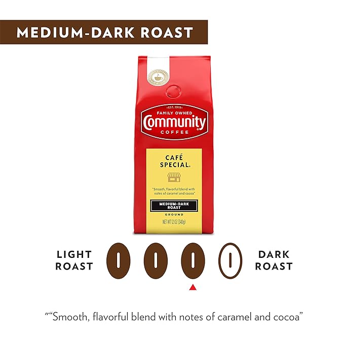 Community Coffee Cafe Special Ground Coffee, Medium Dark Roast, 64 Ounces (32 Ounce Bag-Pack of 2)