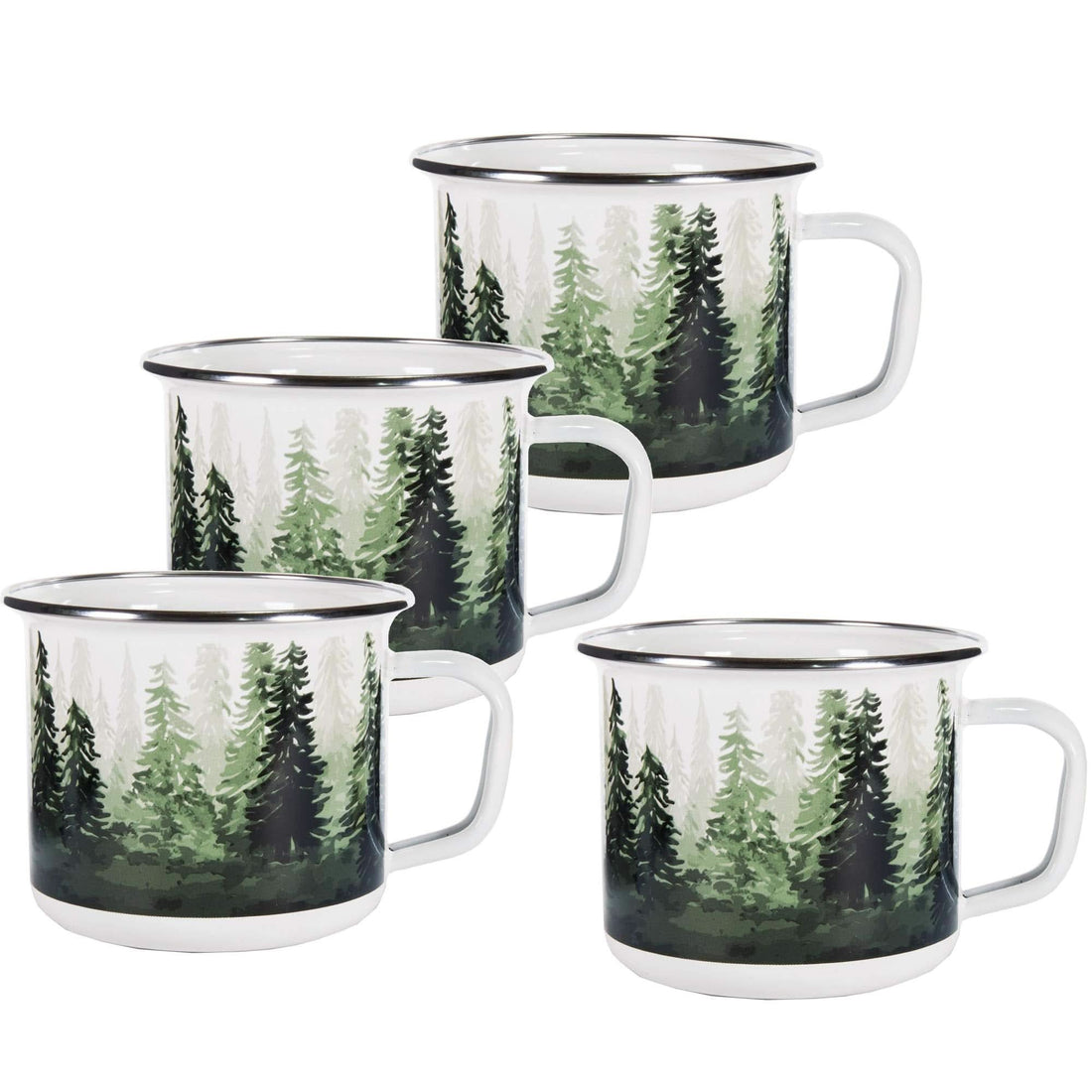 Grande Enamelware Mugs 24 oz, Set of 4 Carbon Steel Coffee Cups