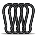 KINLINK 4 Pack Black Carabiner Clip, 4 inch Heavy Duty Spring Snap Hook, Caribeener Clips for Outdoor Camping, Swing Set, Hammock, Hiking Travel, Fishing, Weight Lifting Machine