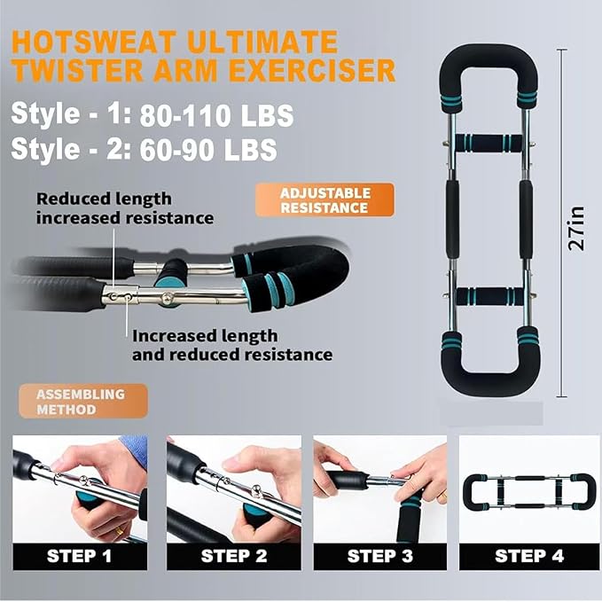 Adjustable Resistance Twist Arm Trainer, Men's Chest, Shoulder, and Arm Exercise Equipment, Portable and Detachable Upper Limb Fitness Equipment Trainer
