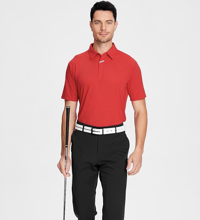 Performance Jacquard Golf Polo - Moisture-Wicking Hidden Placket