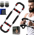 Twister Arm Trainer, 60-110lb Adjustable Resistance Workout Equipment Twister Arm Chest Exerciser Power Twister Bar, Portable Chest Press Machine Detachable Design Fitness for Home & Gym