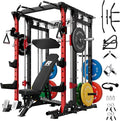 RitFit Buffalo Smith Machine, Power cage with LAT-Pull Down System & Cable Crossover System, All-in-One Squat Rack for Home Gym, Power Rack