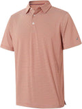 Men's two-tone striped golf polo with performance dry-fit material
