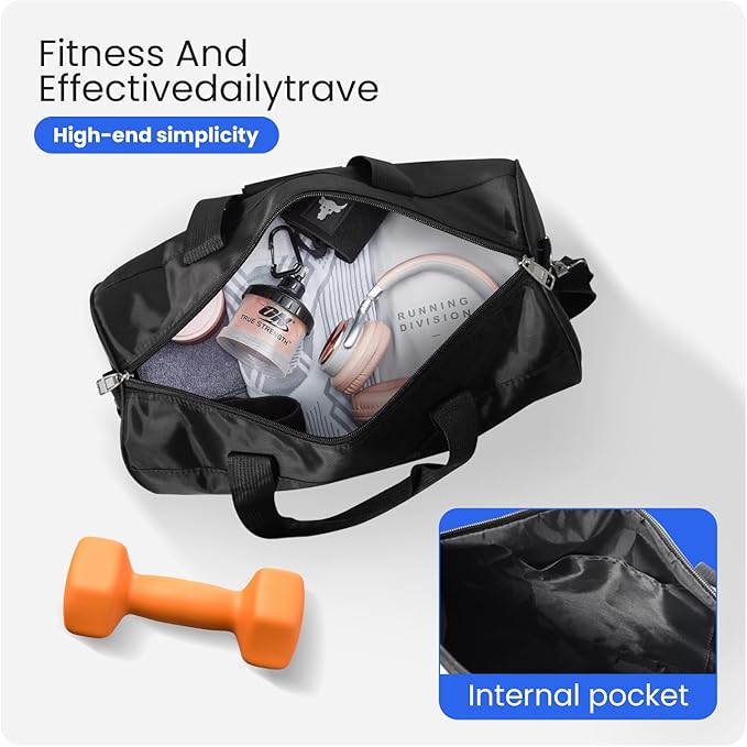C&F BOGMOST Small Gym Bag for Travel & Duffel - 20 Inch Lightweight Carry On Bag for Men & Women, Mini Duffel Bag,Perfect for Sports, Weekend Trips, and Overnight Stays, Black