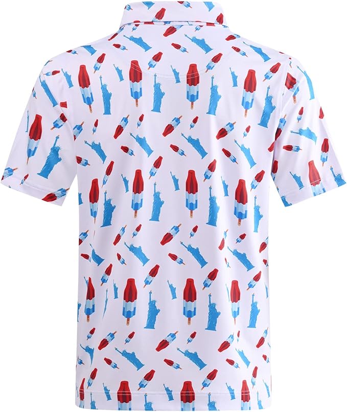 Men's Quick Dry Performance Polo Shirt - Athletic Print Golf Top