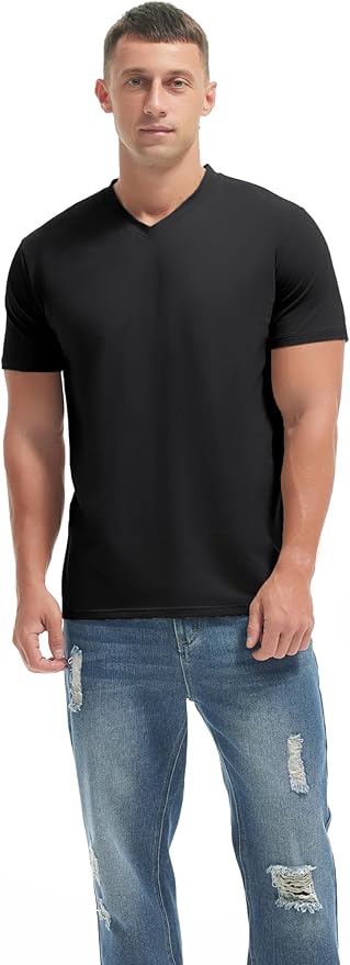 Men’s Modern Fitted V-Neck T-Shirt Premium Comfort Undershirt