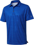 Men's performance striped golf polo with UPF 30+ protection and 4-way stretch