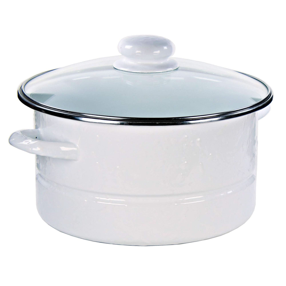 6qt Enamelware Stock Pot with Glass Lid, Black Swirl Spatterware
