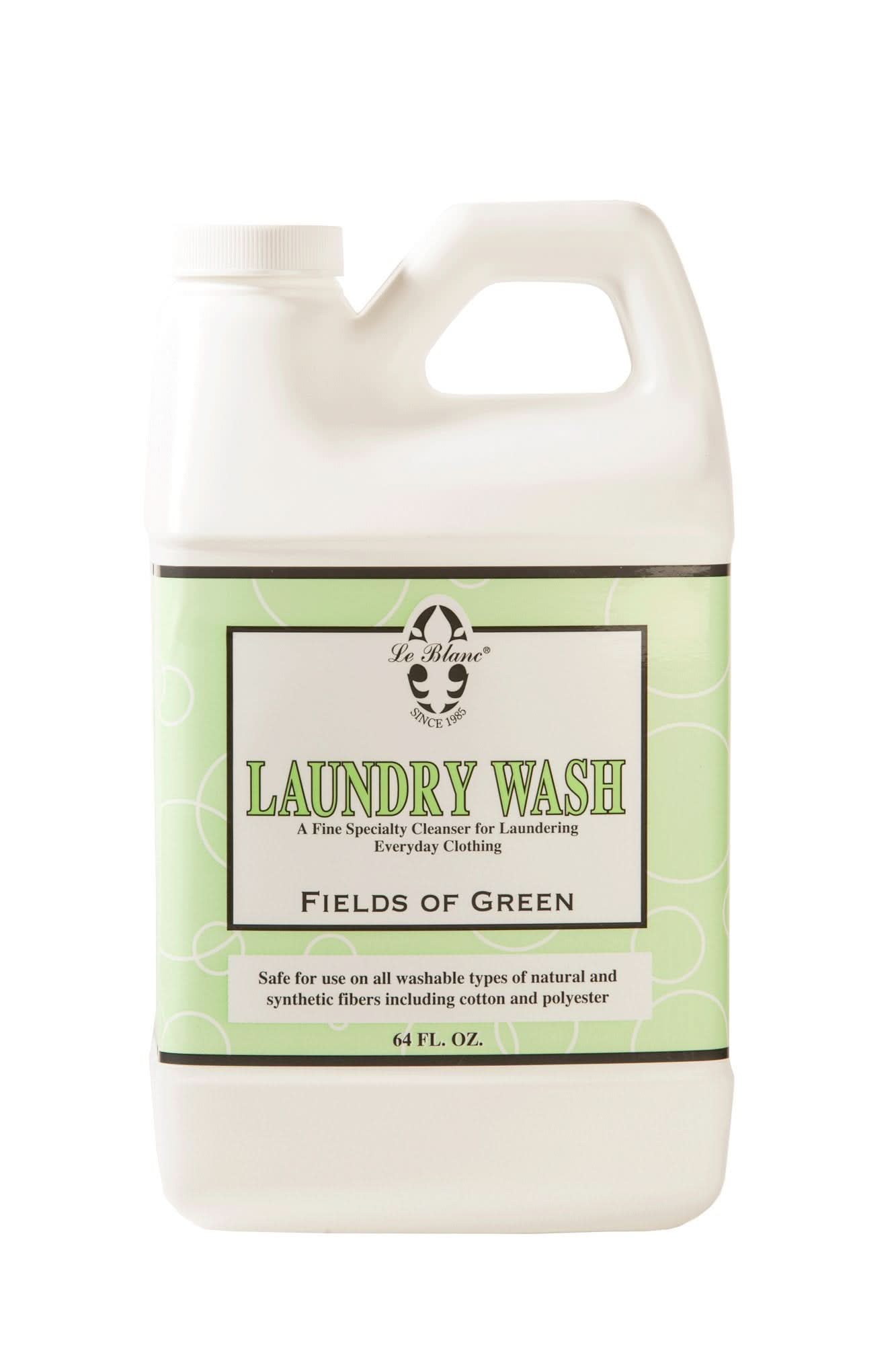 Bottle of Le Blanc Fields of Green Laundry Wash 64 oz for effective garment care