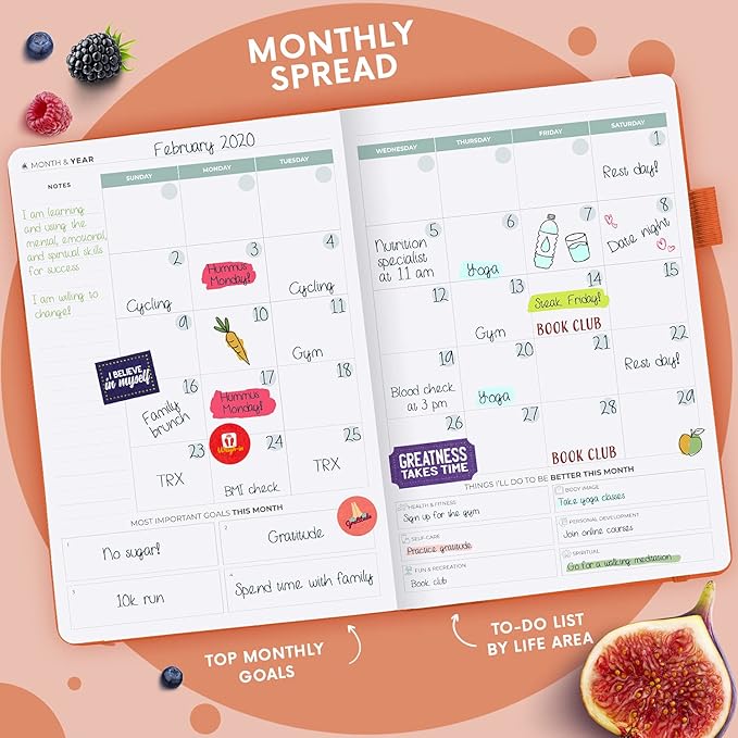Clever Fox Wellness Planner - Weekly & Daily Health and Wellness Log, Food Journal & Meal Planner Diary for Calorie Counting, Notebook for Medical Condition Tracking, A5-Sized - Orange