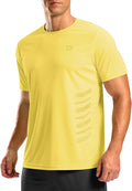Men's solid yellow lightweight athletic workout t-shirt for running and gym training
