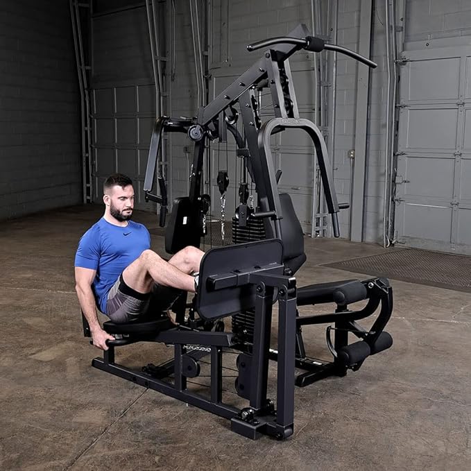 Body-Solid (EXM2500BLPS) Multi-Station Home Gym Machine Arm & Leg Strength Training Functional Exercise Workout Station, 210lbs. Black Weight Stack with Leg Press