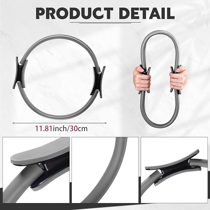 Syhood Pilates Ring 11. 81 Inch Pilates Circle Yoga Ring Magic Lightweight Flexible Workout Equipment for Fitness Physical Therapy Resistance Exercise Arms Legs